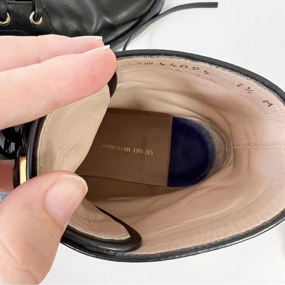 Stuart Weitzman Black Leather Ryder Boots Bootie 7.5 - Picture 8 of 9